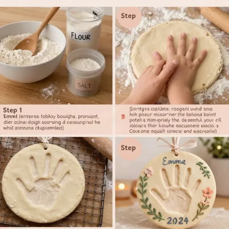 Cozy keepsake made from handprint dough capturing a child's handprint.
