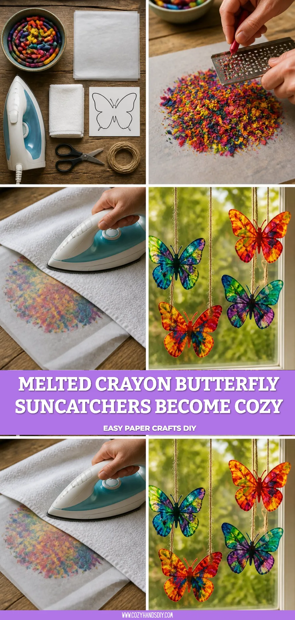 Melted Crayon Butterfly Suncatchers Become Cozy