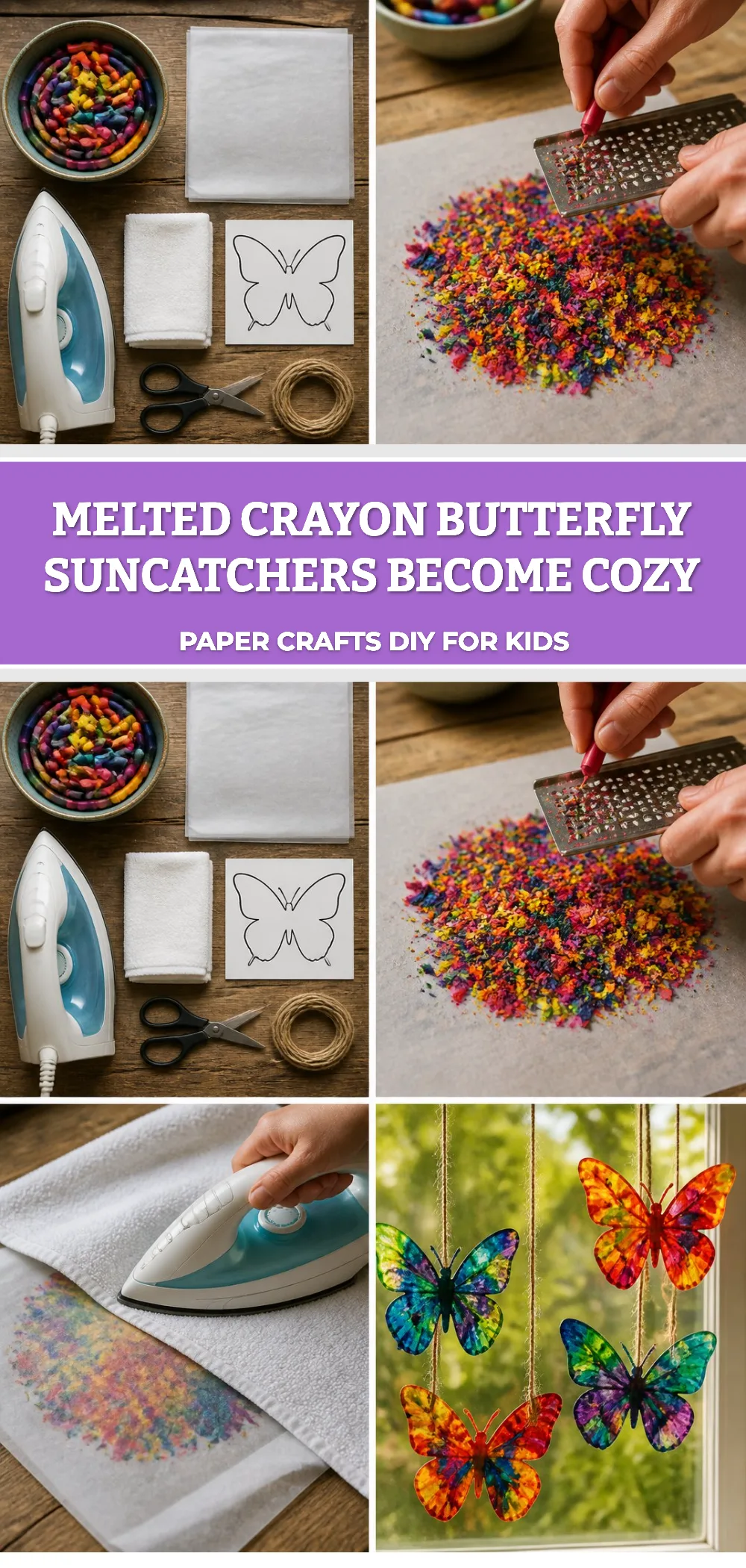 Melted Crayon Butterfly Suncatchers Become Cozy