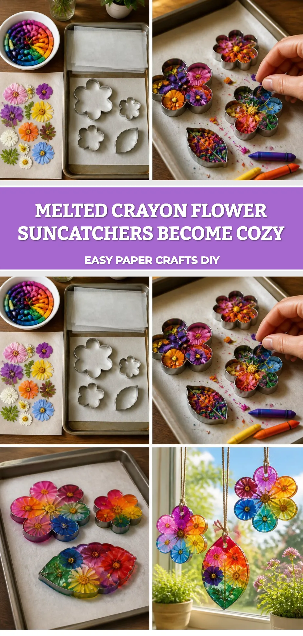 Melted Crayon Flower Suncatchers Become Cozy