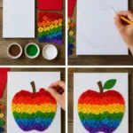 Rainbow Apple Button Mosaic Becomes Cozy 8 Rainbow Apple Button Mosaic Becomes Cozy