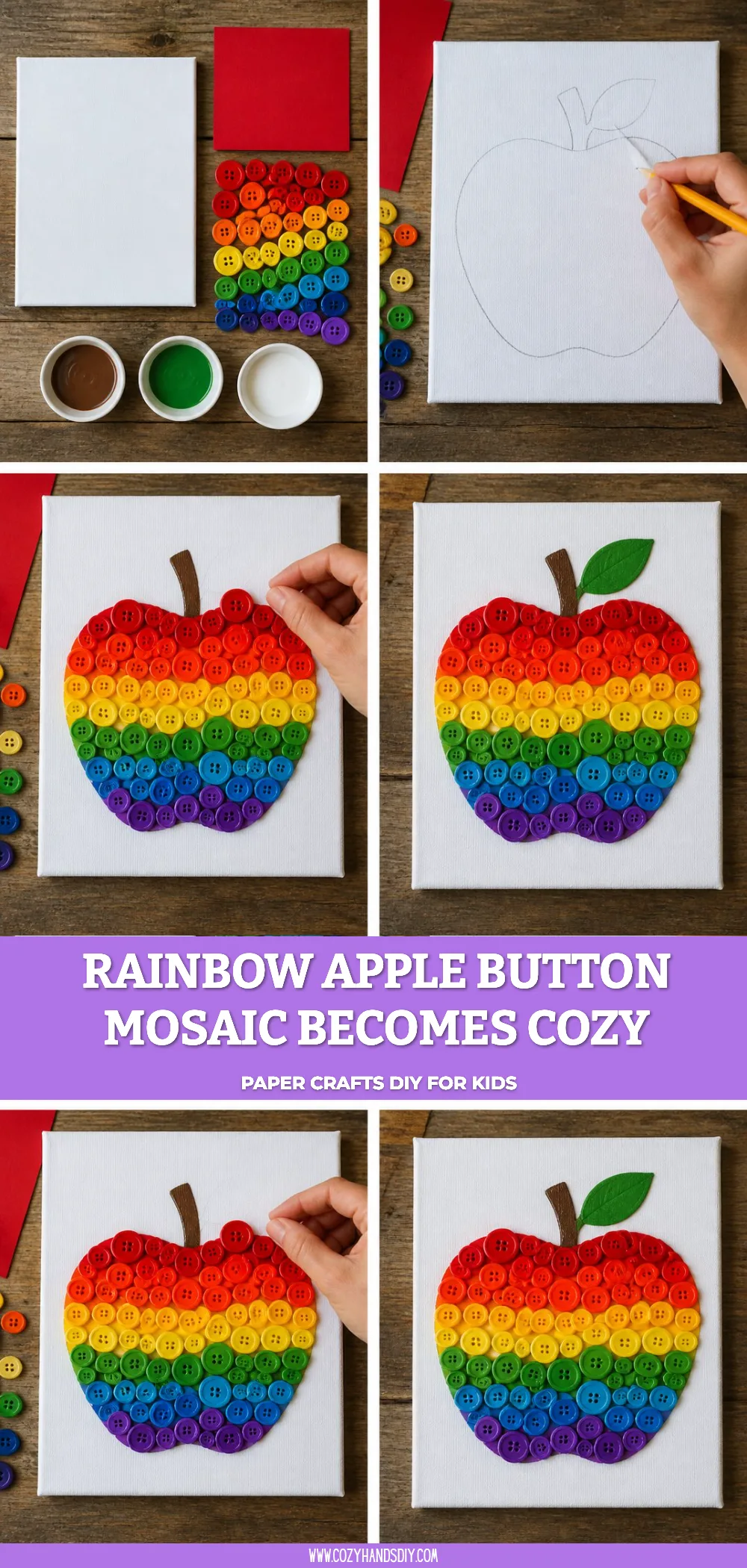 Rainbow Apple Button Mosaic Becomes Cozy