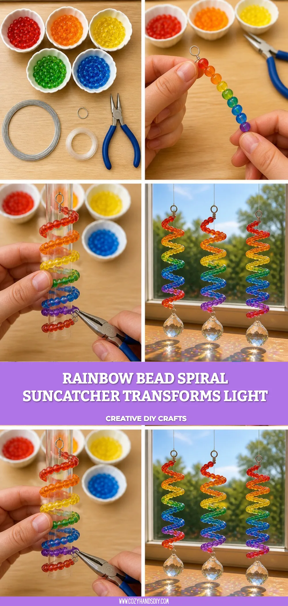 Rainbow Bead Spiral Suncatcher Transforms Light 2 Rainbow Bead Spiral Suncatcher Transforms Light