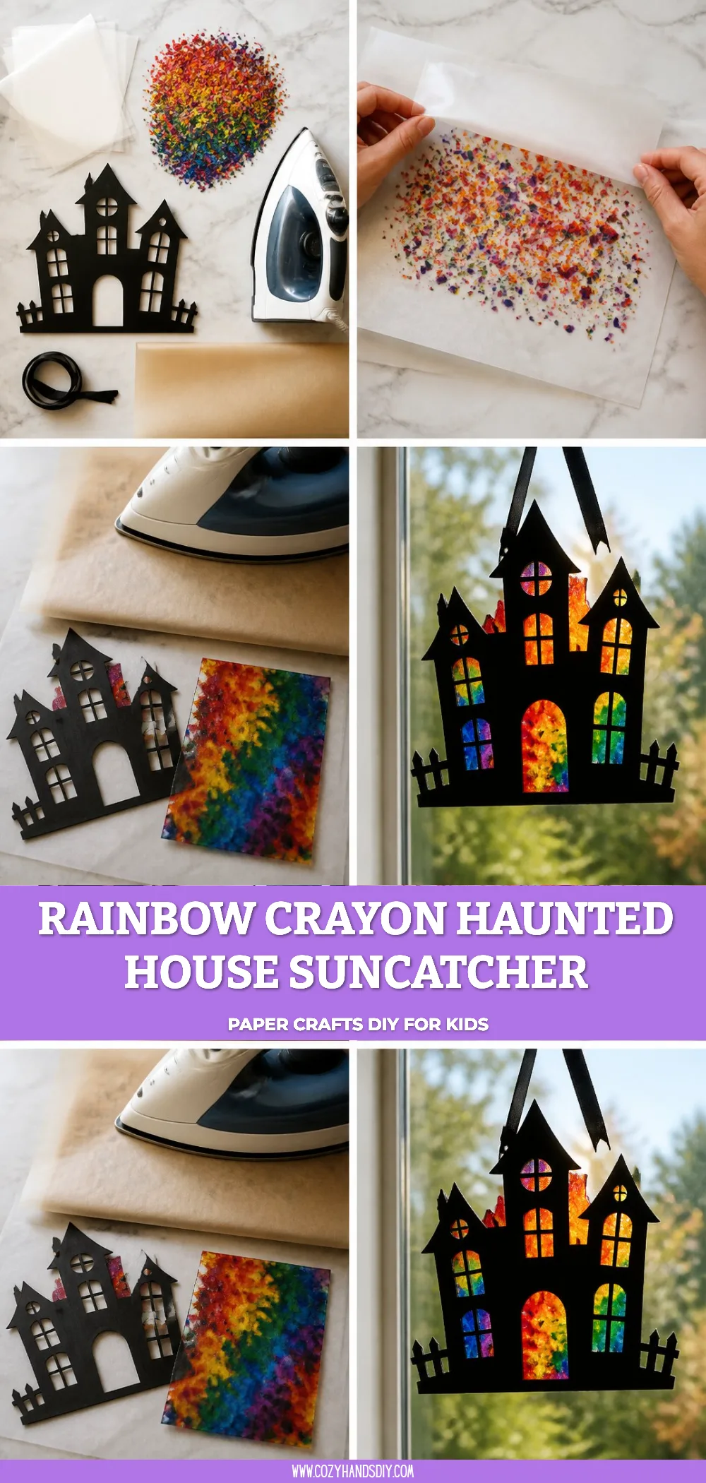 Rainbow Crayon Haunted House Suncatcher 6 Rainbow Crayon Haunted House Suncatcher