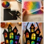Rainbow Crayon Haunted House Window Art 8 Rainbow Crayon Haunted House Window Art