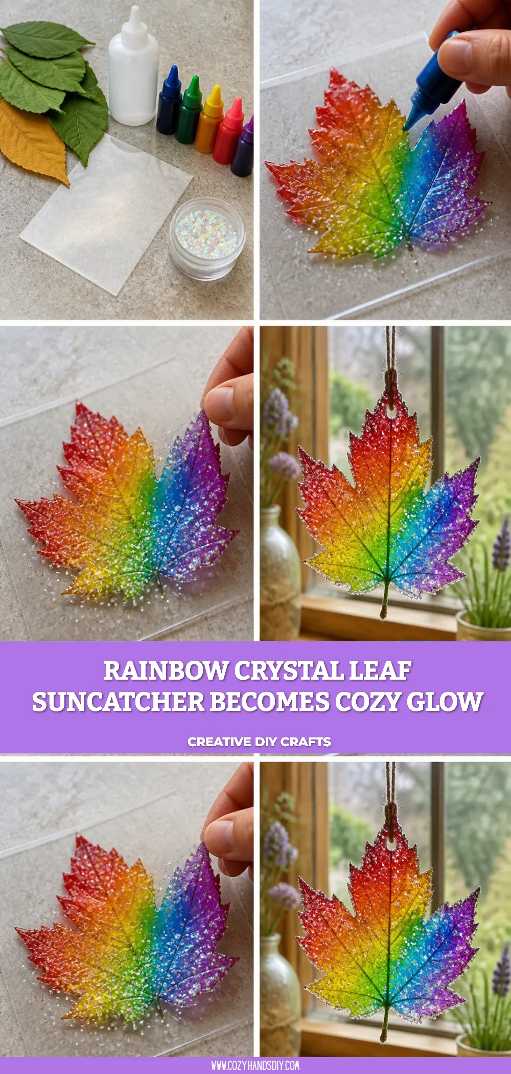 Rainbow Crystal Leaf Suncatcher Becomes Cozy Glow 6 Rainbow Crystal Leaf Suncatcher Becomes Cozy Glow