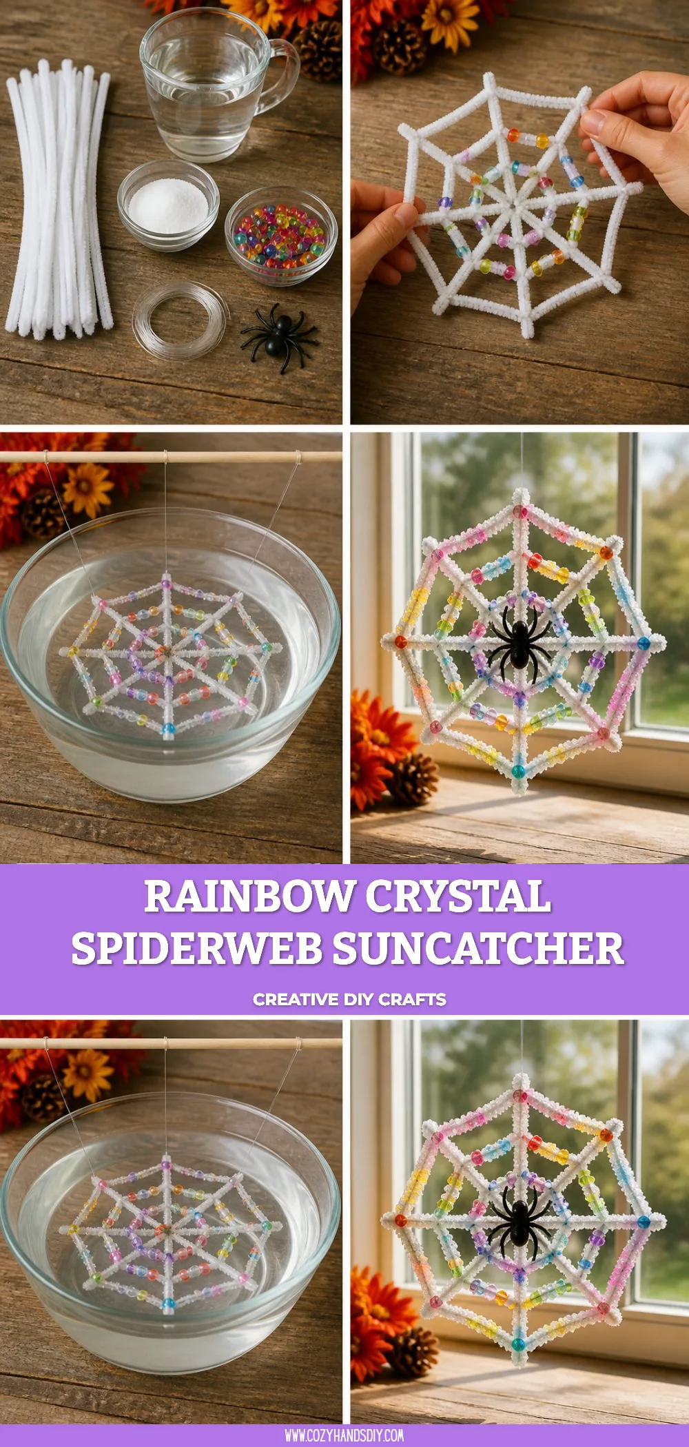 Rainbow Crystal Spiderweb Suncatcher