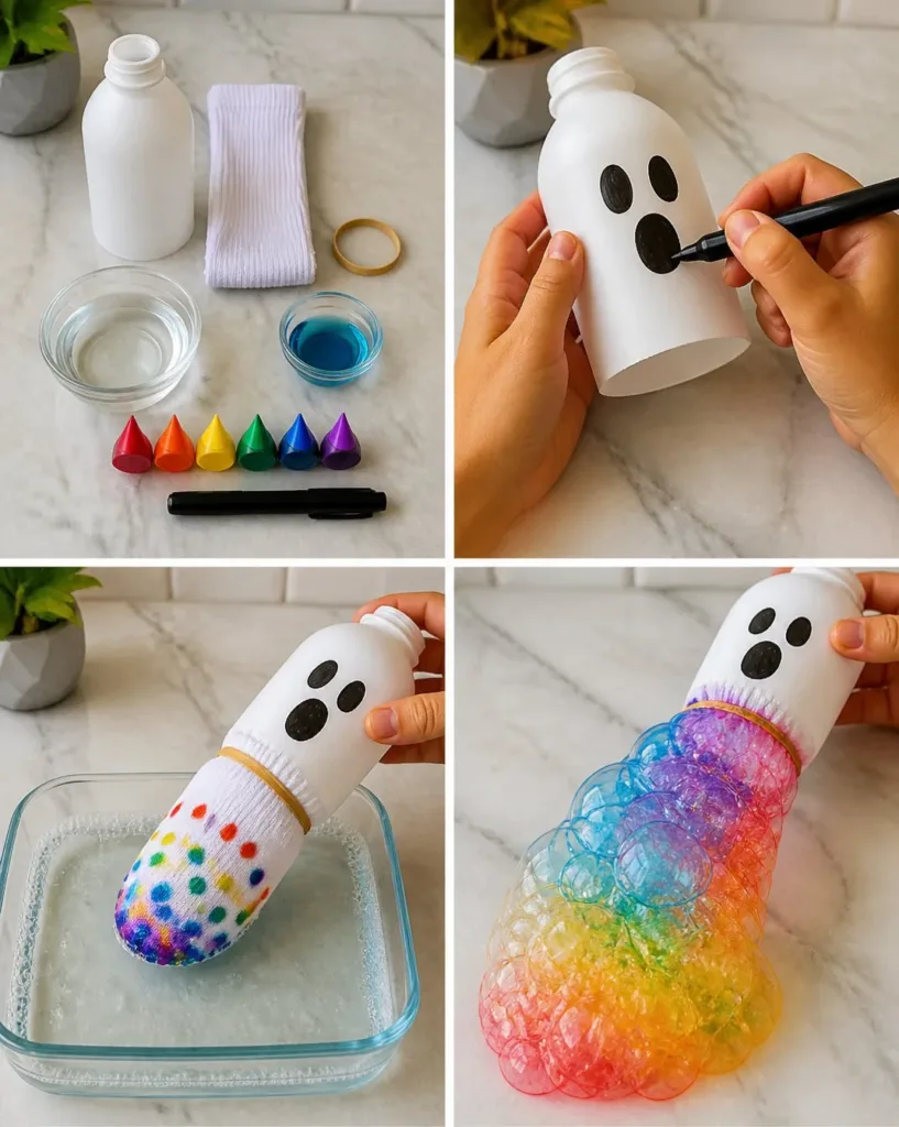 Rainbow Ghost Bubble Snake Experiment with colorful bubble snakes