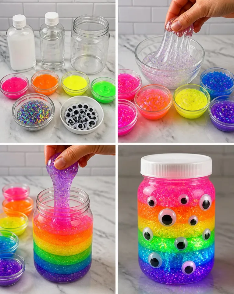 Rainbow Glowing Monster Slime Jar with bright colors and a glowing effect