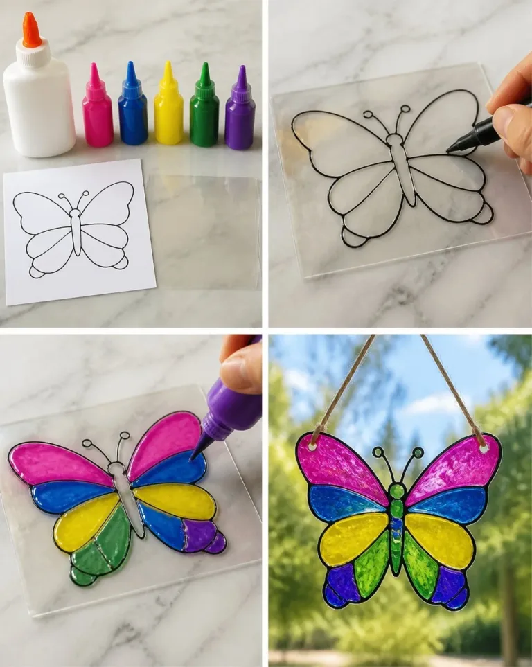 Rainbow Glue Butterfly Suncatcher for colorful home decor and cozy ambiance