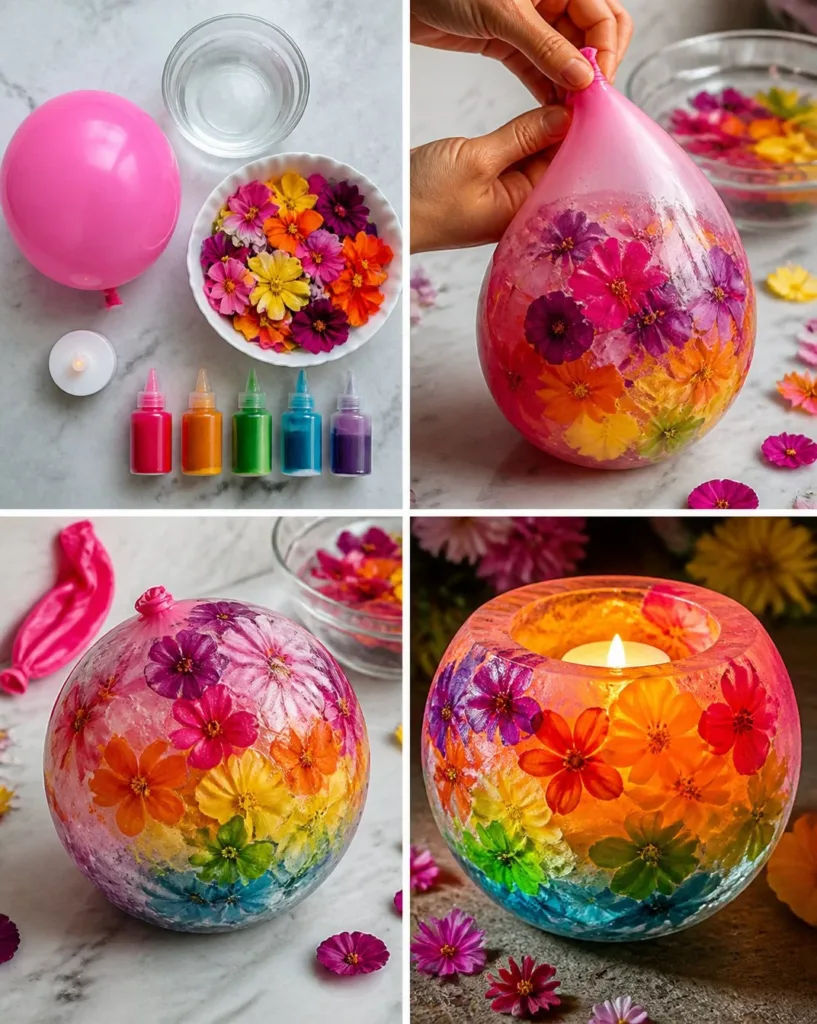 Colorful Rainbow Ice Flower Lantern illuminating a cozy setting
