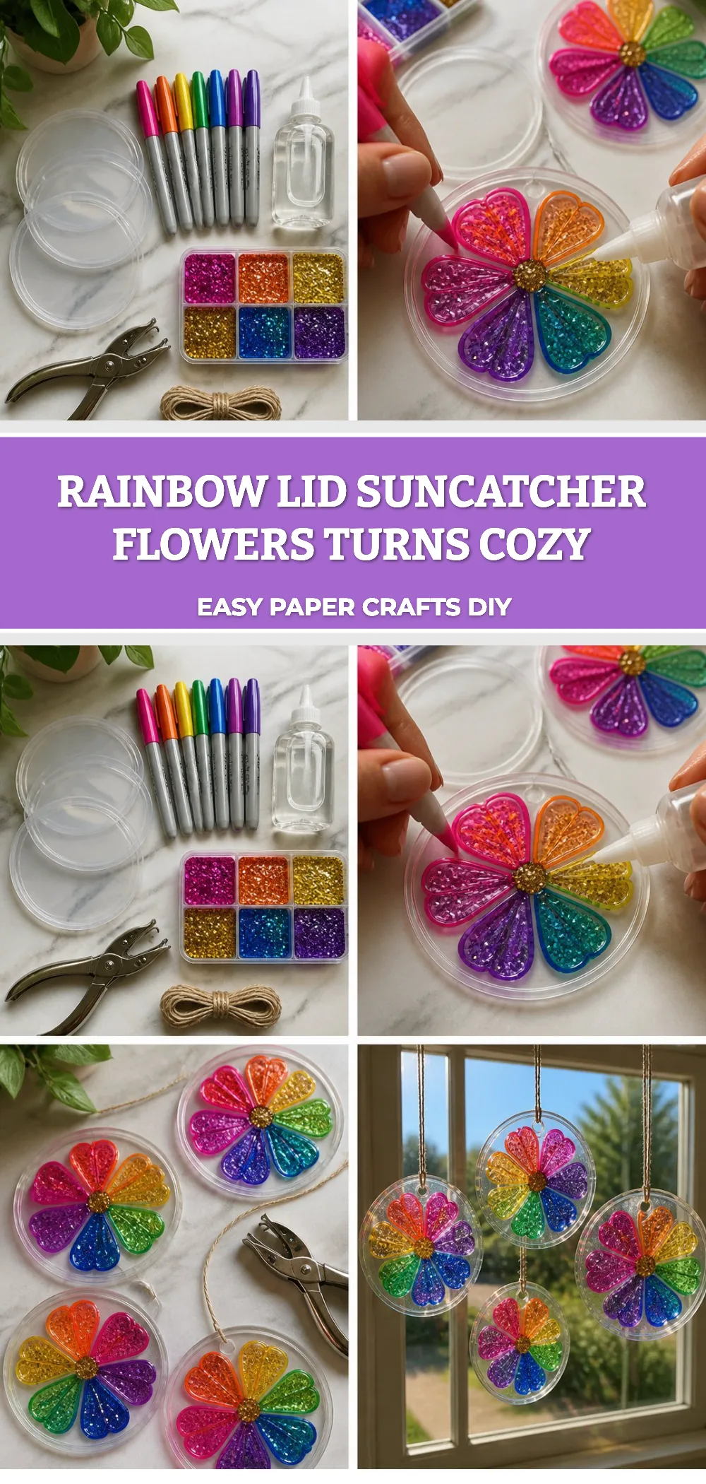 Rainbow Lid Suncatcher Flowers Turns Cozy
