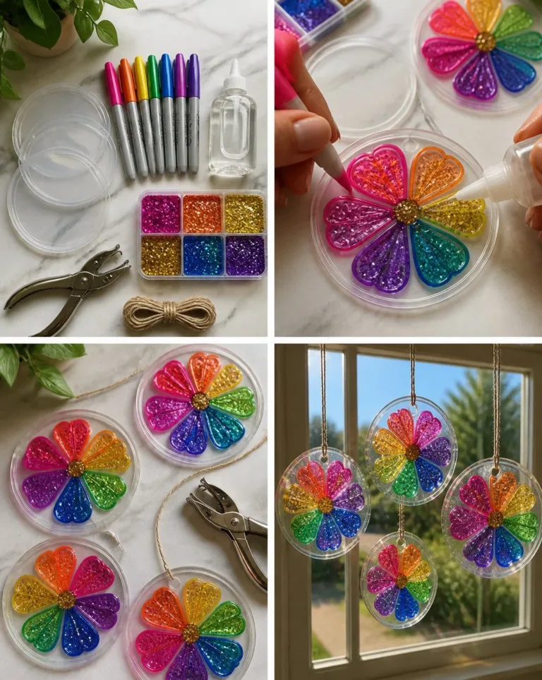 Rainbow Lid Suncatcher Flowers enhancing cozy atmosphere with colorful light