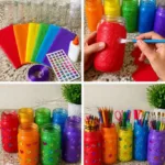 Rainbow Mason Jar Organizer for School Supplies 8 Rainbow Mason Jar Organizer for School Supplies