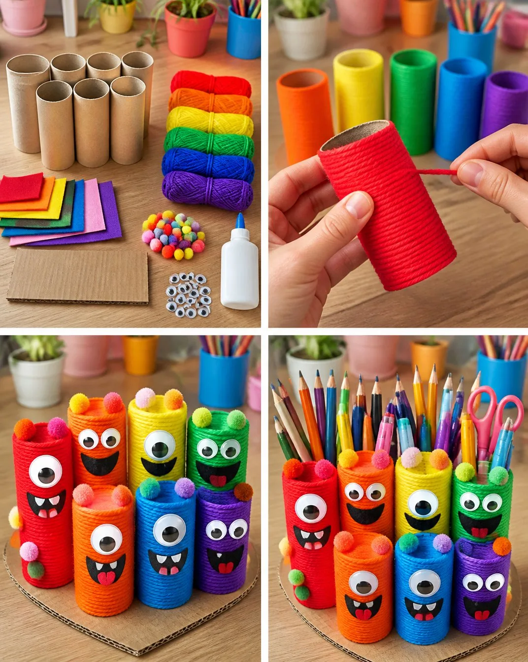Rainbow Monster Pencil Cup Garden