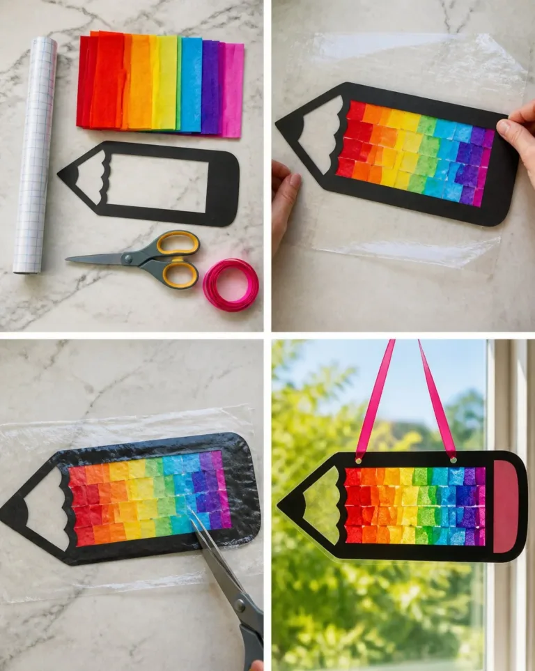 Colorful Rainbow Pencil Suncatcher for Back to School decorations