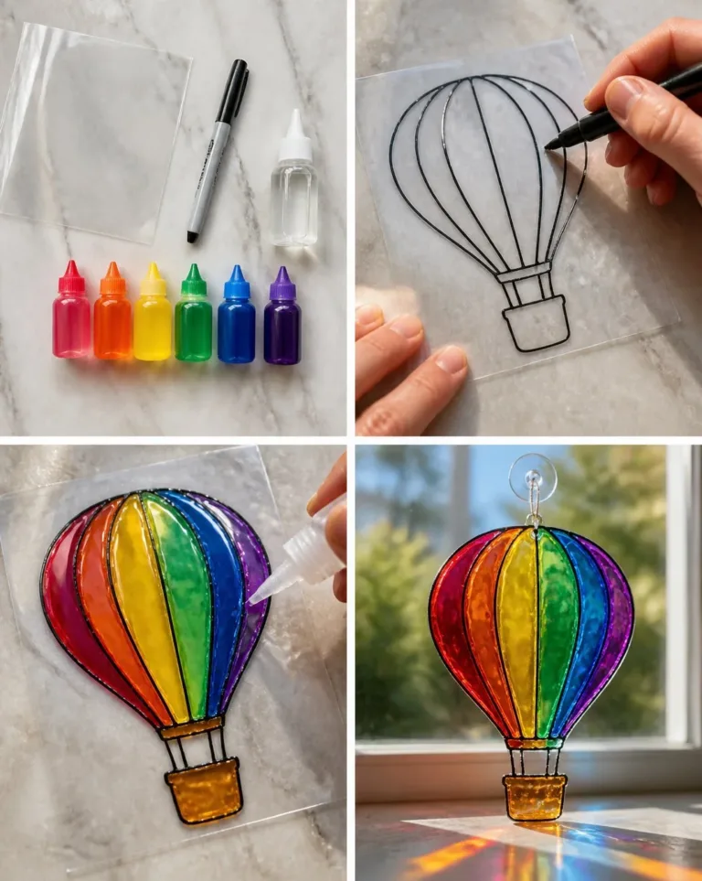 Rainbow prism balloon suncatcher casting colorful light indoors.