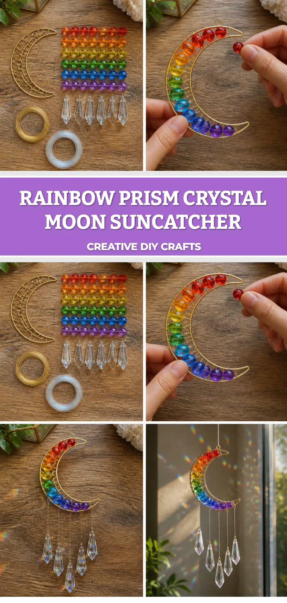 Rainbow Prism Crystal Moon Suncatcher 2 Rainbow Prism Crystal Moon Suncatcher