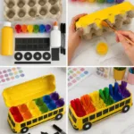 Rainbow School-Bus Egg Carton Organizer 8 Rainbow School Bus Egg Carton Organizer