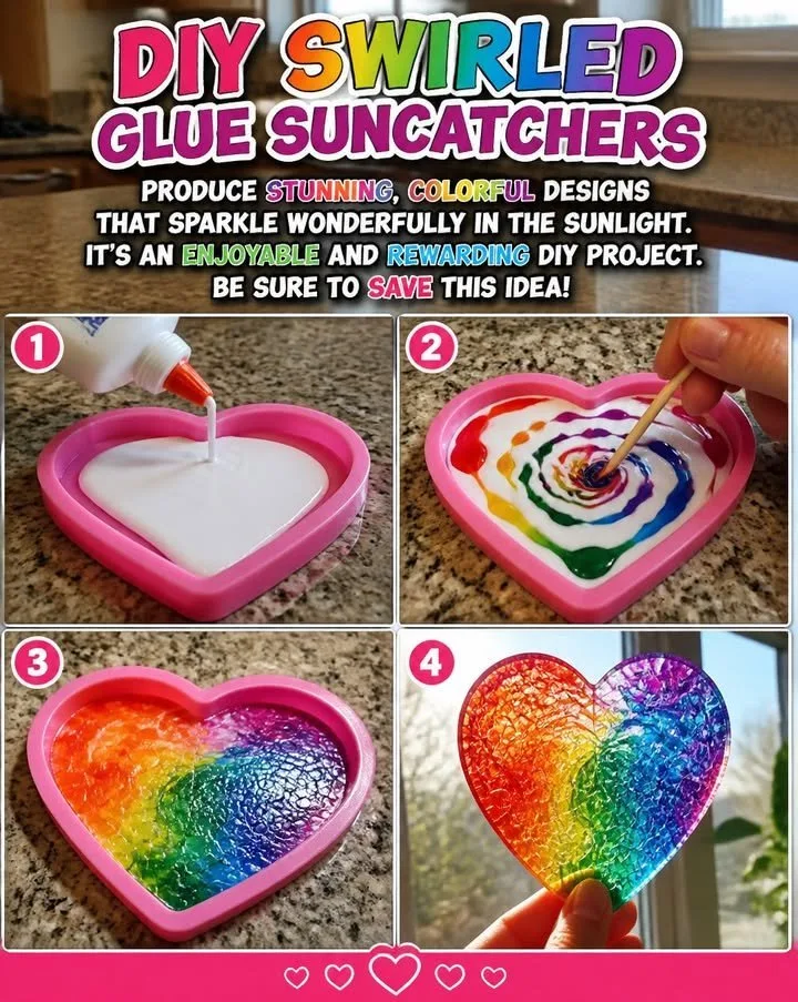 Swirled Glue Suncatchers Become Cozy 5 Swirled Glue Suncatchers