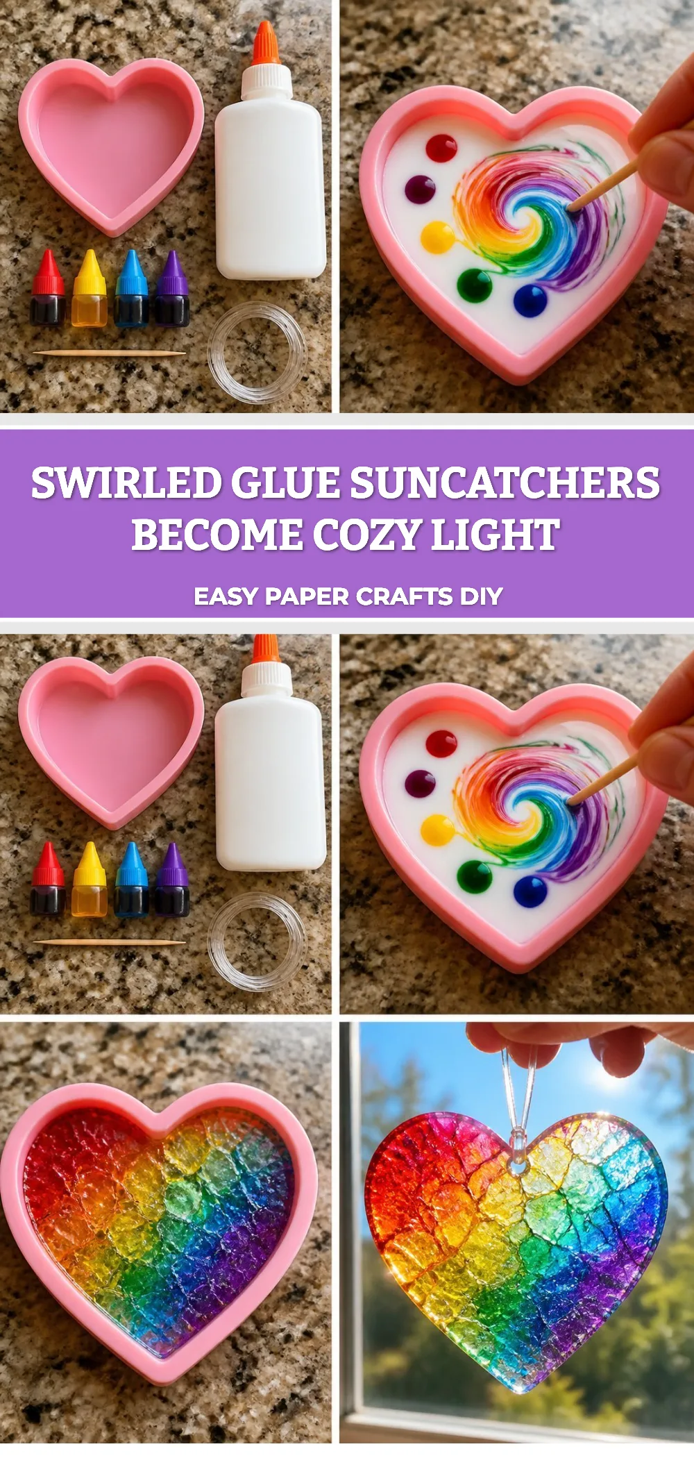 Swirled Glue Suncatchers Become Cozy Light