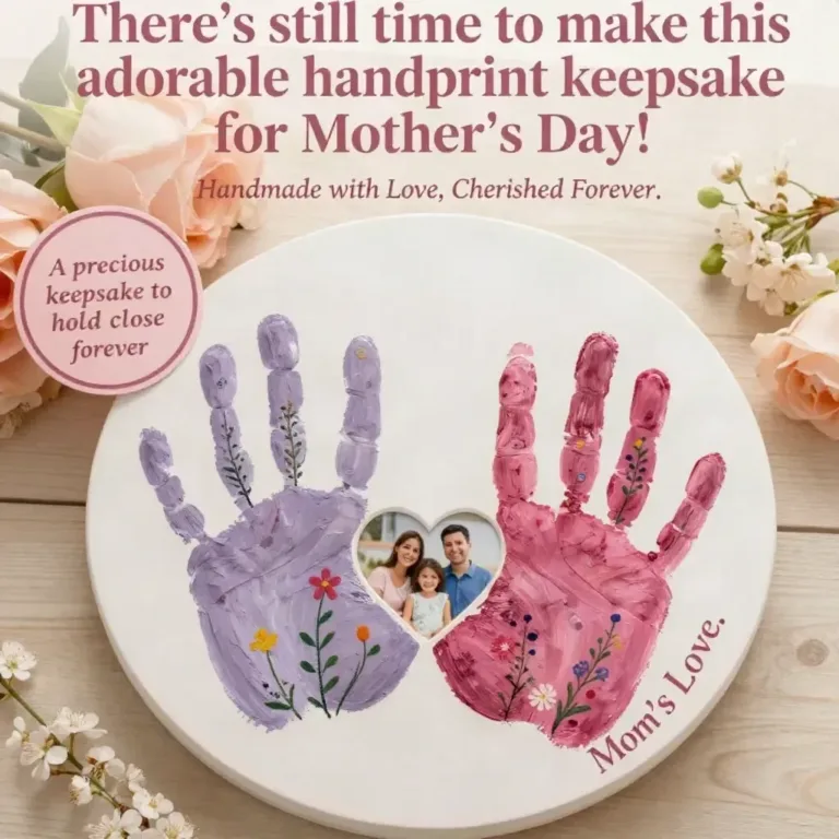 Adorable handprint keepsake art for Mother's Day gift idea