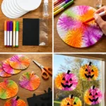Tie-Dye Coffee Filter Pumpkin Suncatchers 8 Tie Dye Coffee Filter Pumpkin Suncatchers
