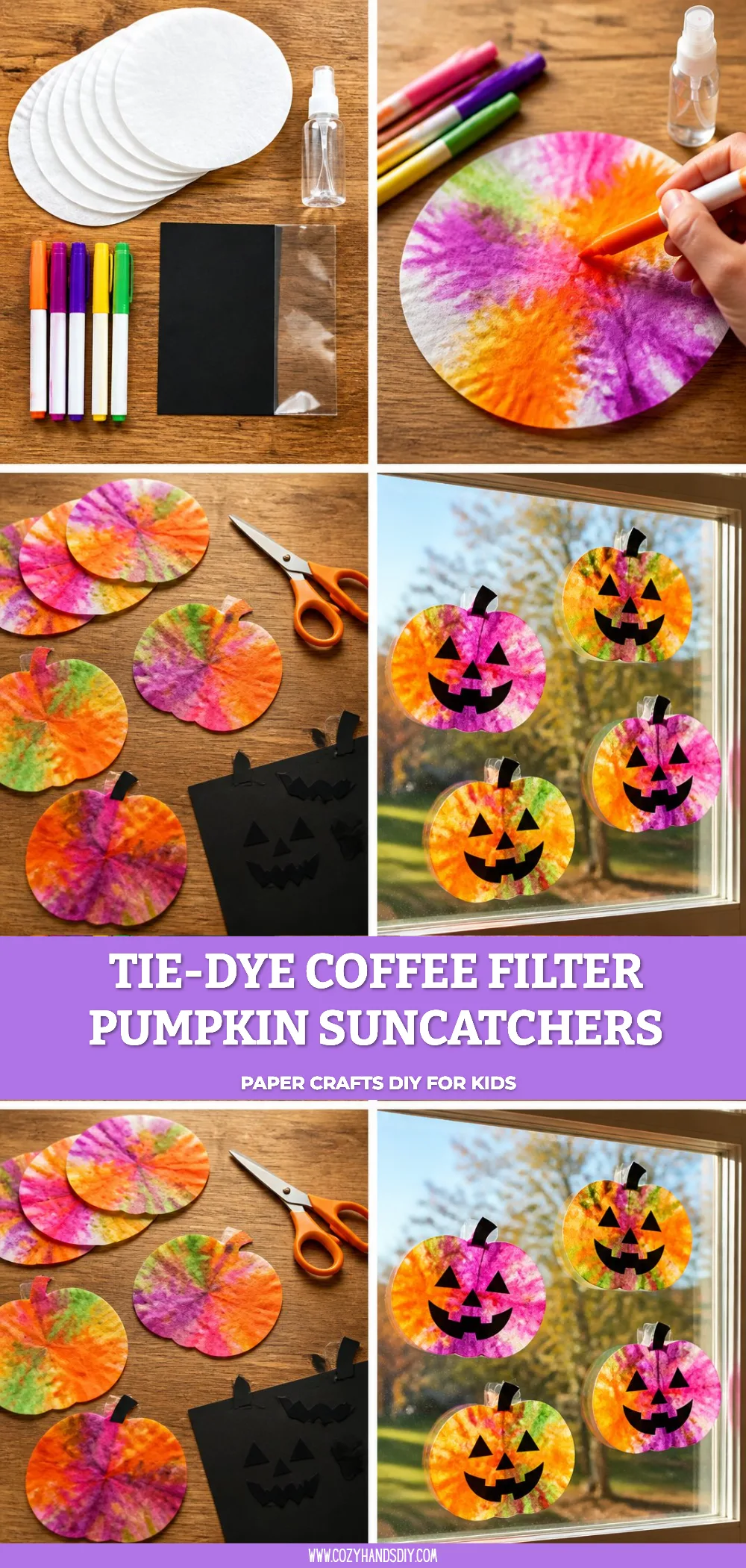 Tie-Dye Coffee Filter Pumpkin Suncatchers