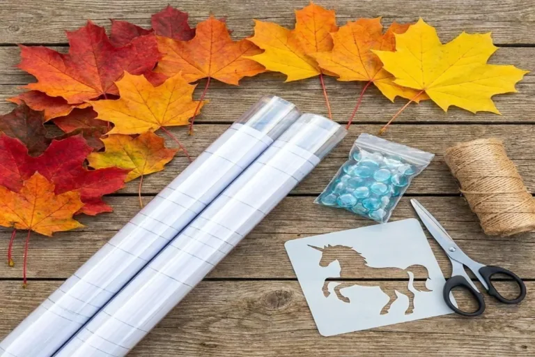Clear Blue Unicorn Fall Leaf Suncatcher with vibrant autumn leaves