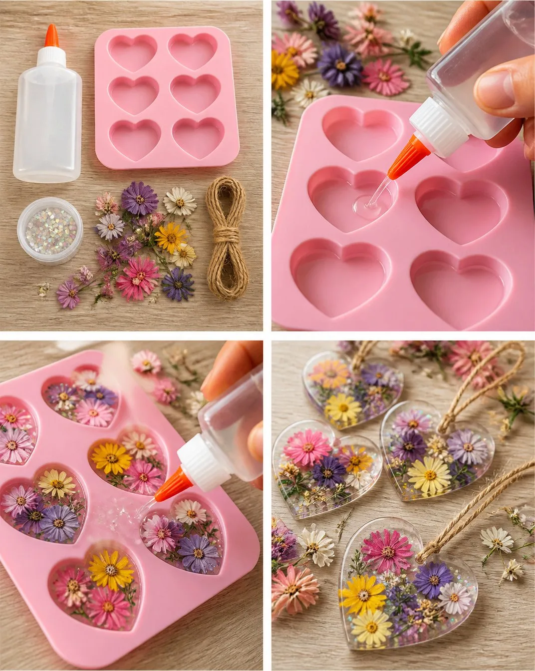 Clear Glue Flower Hearts Become Keepsakes 1 Clear Glue Flower Hearts