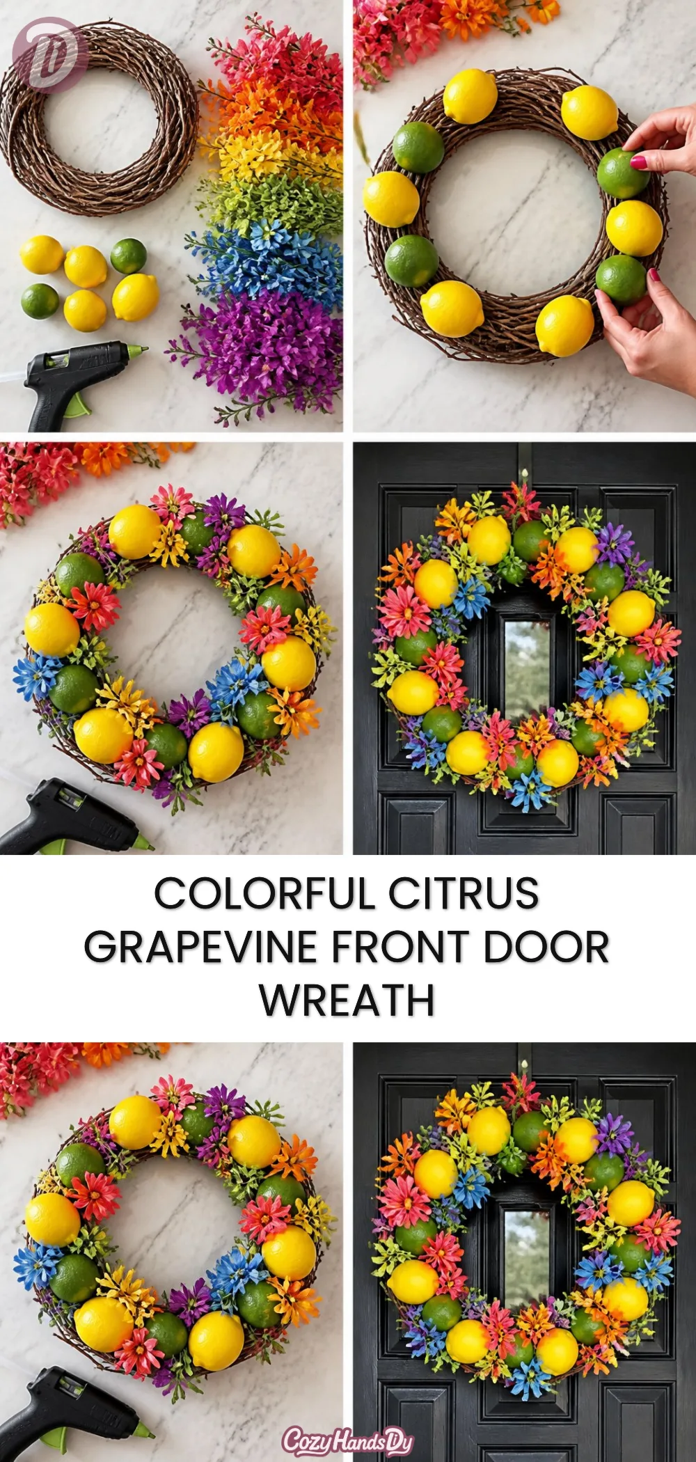 Colorful Citrus Grapevine Front Door Wreath