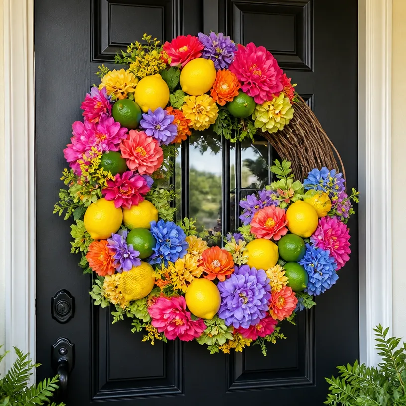 Colorful Citrus Grapevine Front Door Wreath 7 Colorful Citrus Grapevine Front Door Wreath