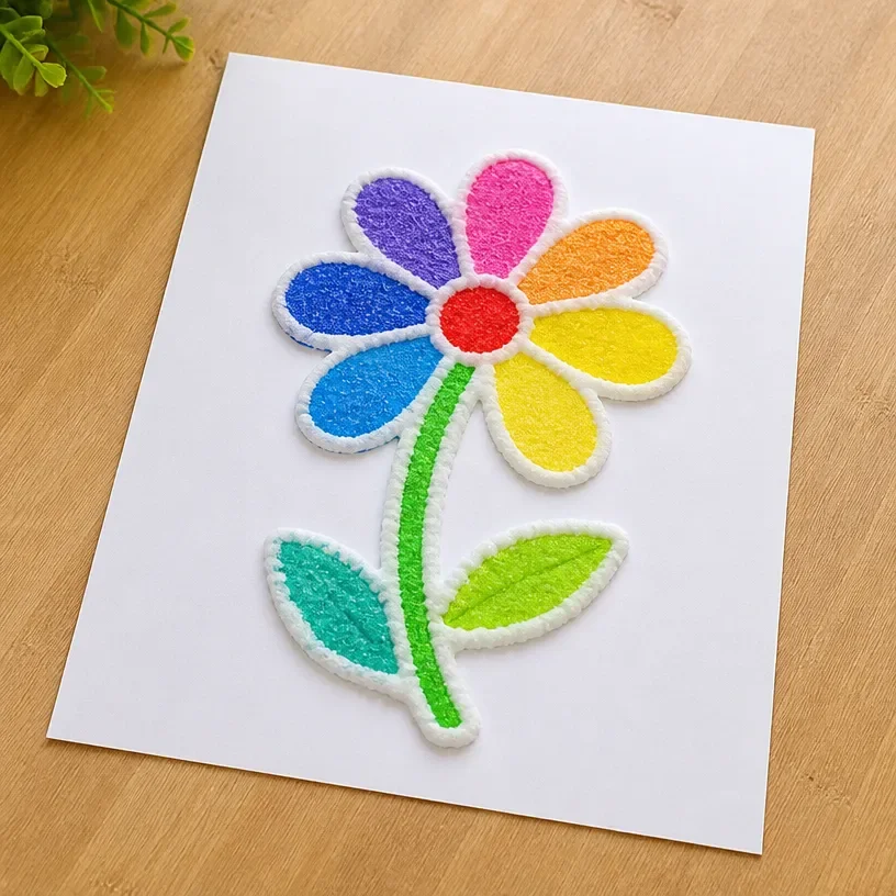 DIY 3D raised salt art project tutorial with colorful textured design