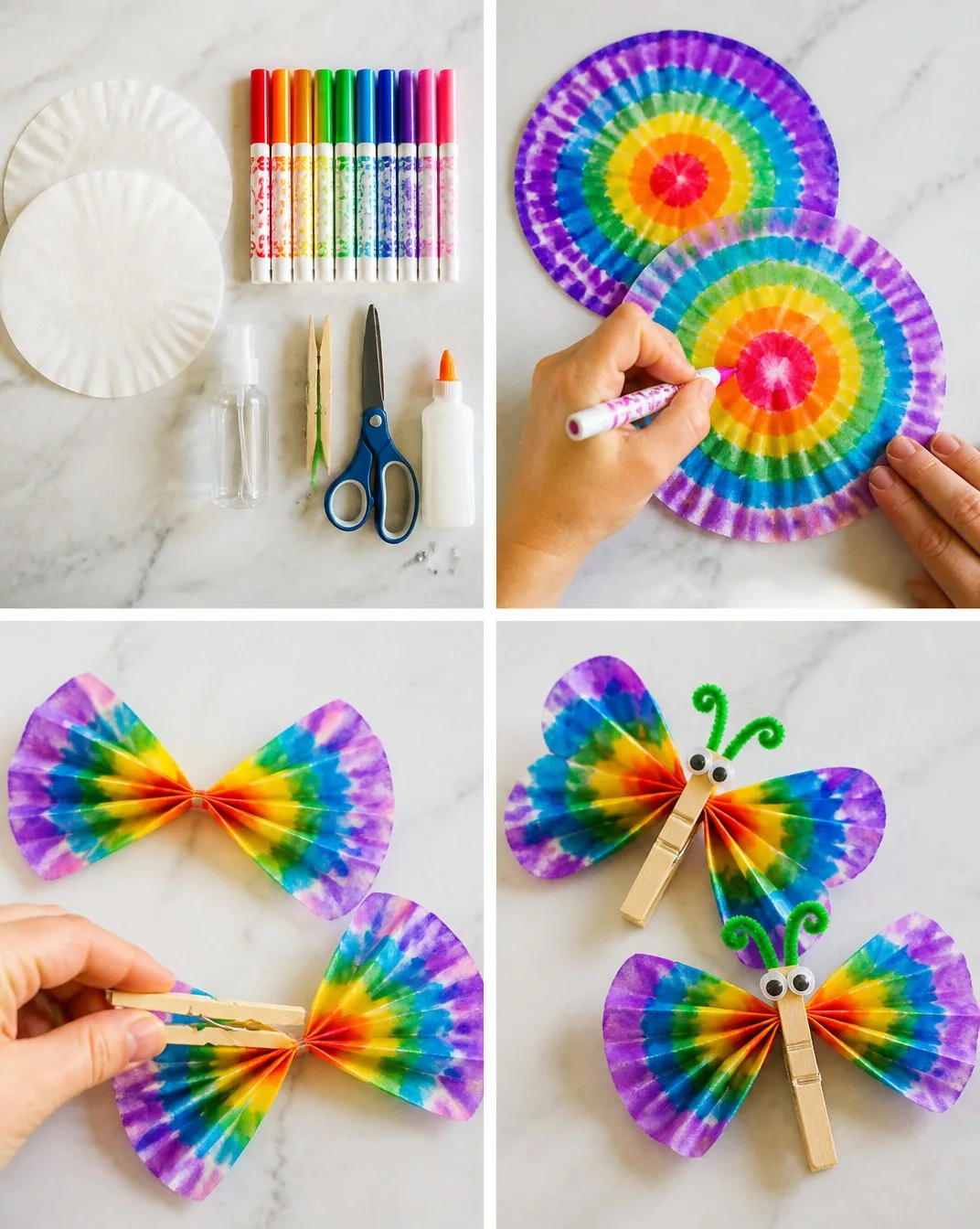 DIY Rainbow Coffee Filter Dragonflies