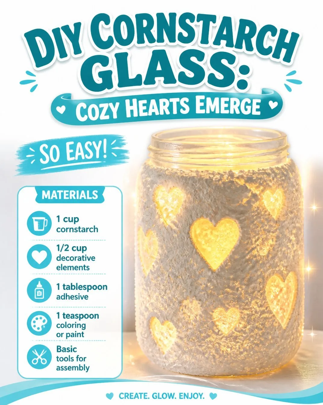 DIY Cornstarch Glass: Cozy Hearts Emerge