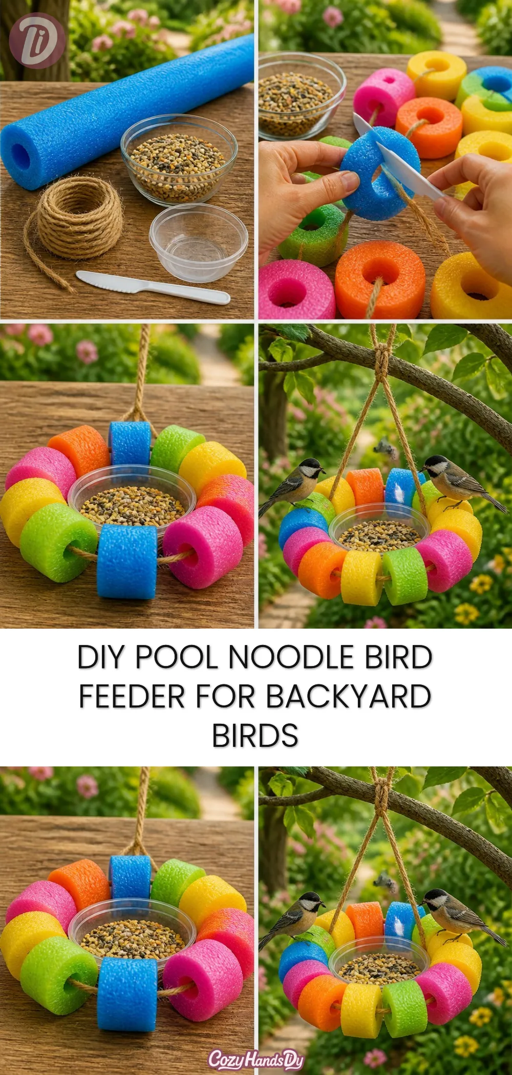 DIY Pool Noodle Bird Feeder for Backyard Birds