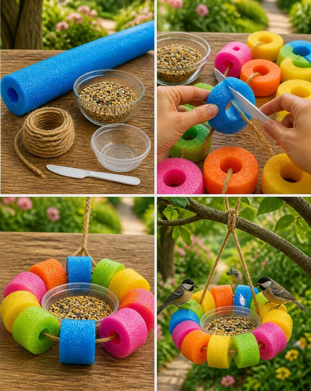 DIY Pool Noodle Bird Feeder for Backyard Birds