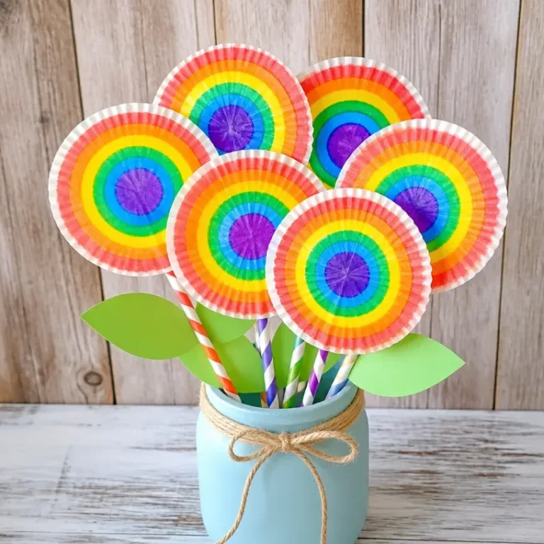 Colorful DIY rainbow coffee filter apple bouquet decoration