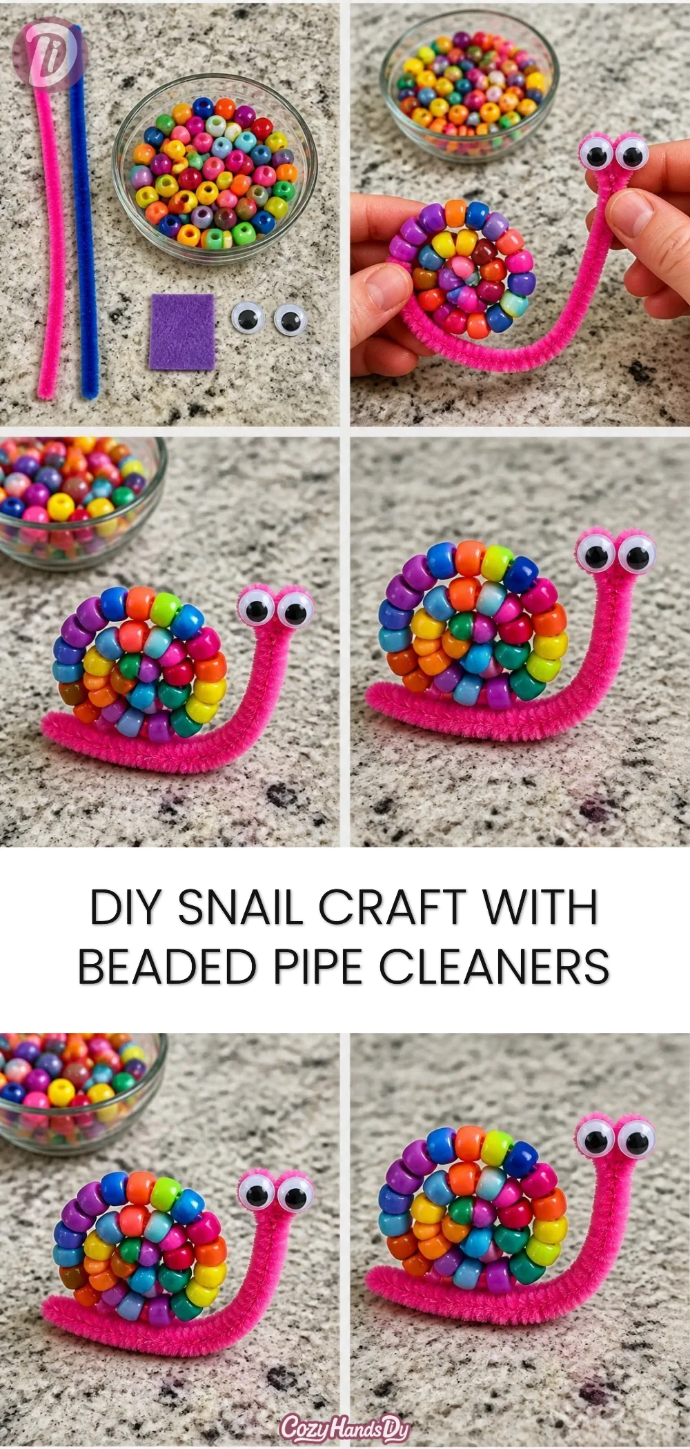 DIY Snail Craft with Beaded Pipe Cleaners