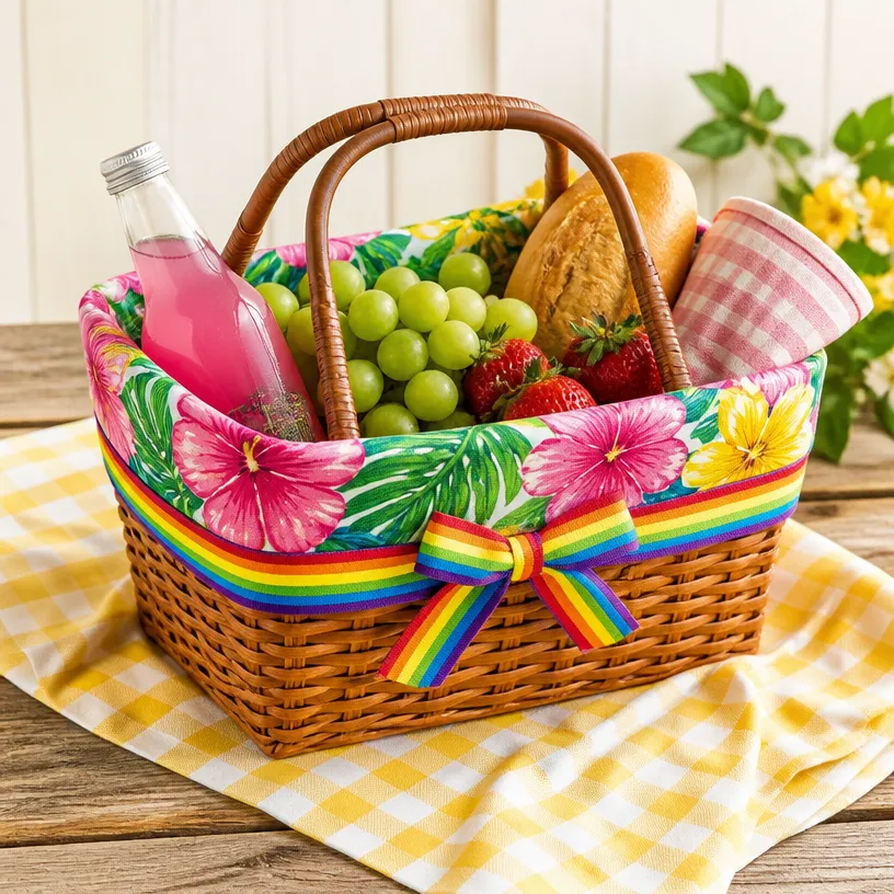 DIY Tropical Fabric Picnic Basket Makeover: Easy Steps 3 DIY Tropical Fabric Picnic Basket Makeover: Easy Steps