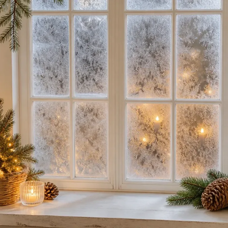 DIY window frost technique using beer and salt for a frosty finish.