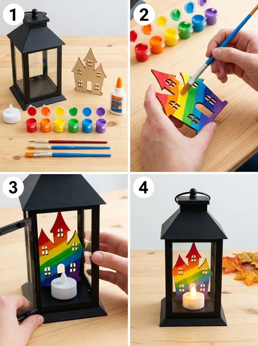 Dollar-Store Rainbow Haunted House Lantern 5 Dollar-Store Rainbow Haunted House Lantern