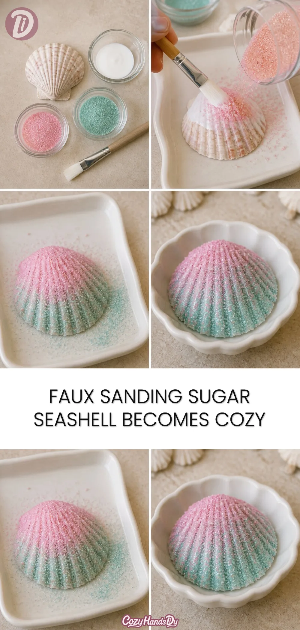 Faux Sanding Sugar Seashell Becomes Cozy