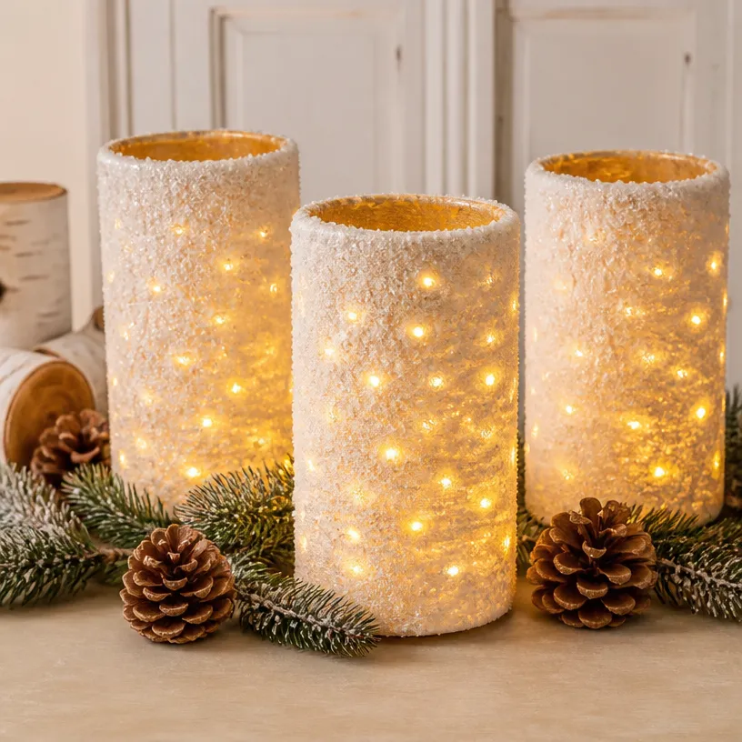 Frosted Birch Log Lantern Becomes Cozy
