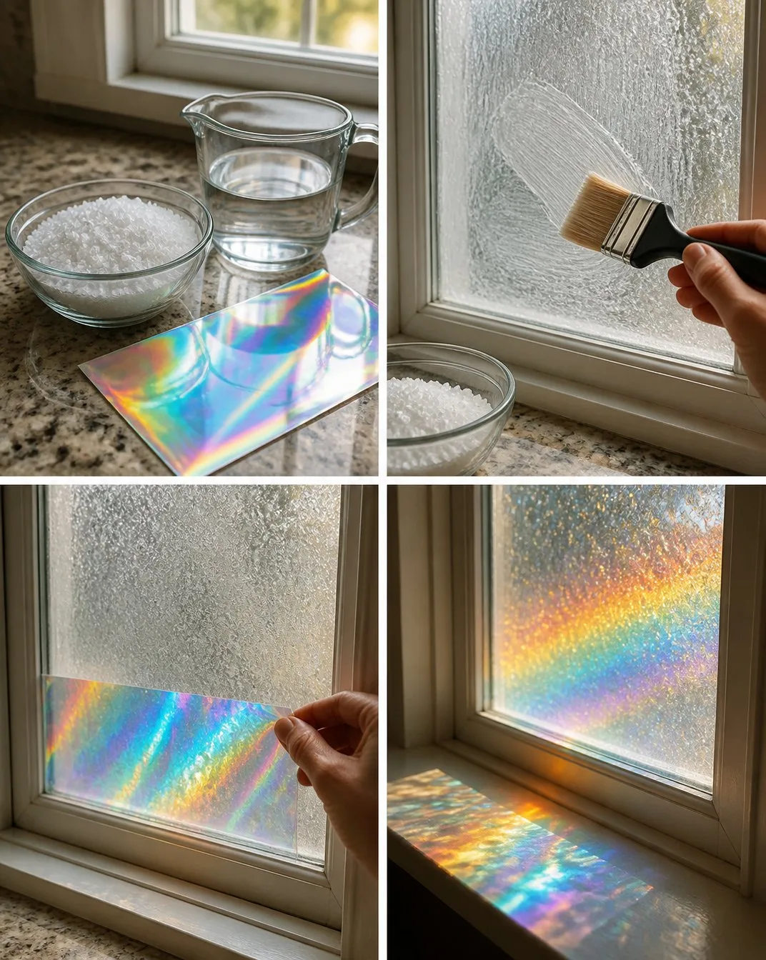 Frosted Window Rainbow Light Turns Cozy 6 Frosted Window Rainbow Light