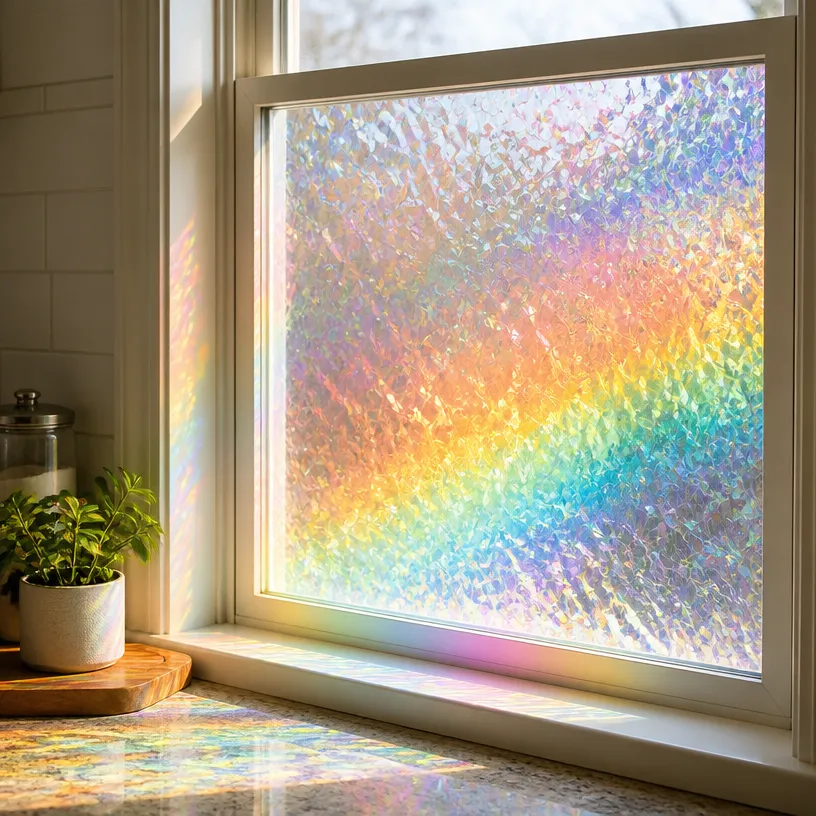 Frosted Window Rainbow Light Turns Cozy 7 Frosted Window Rainbow Light