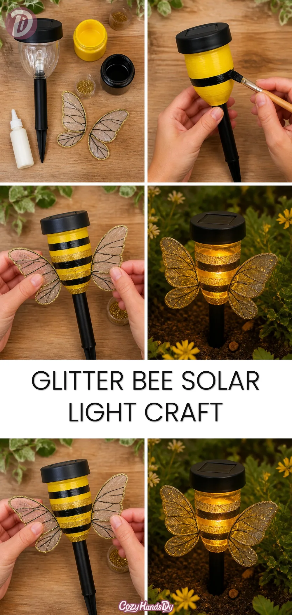 Glitter Bee Solar Light Craft