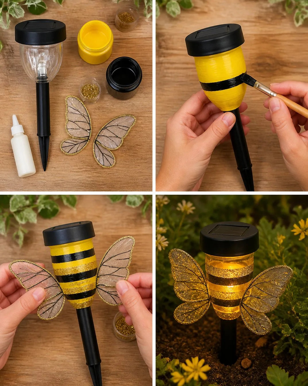 Glitter Bee Solar Light Craft