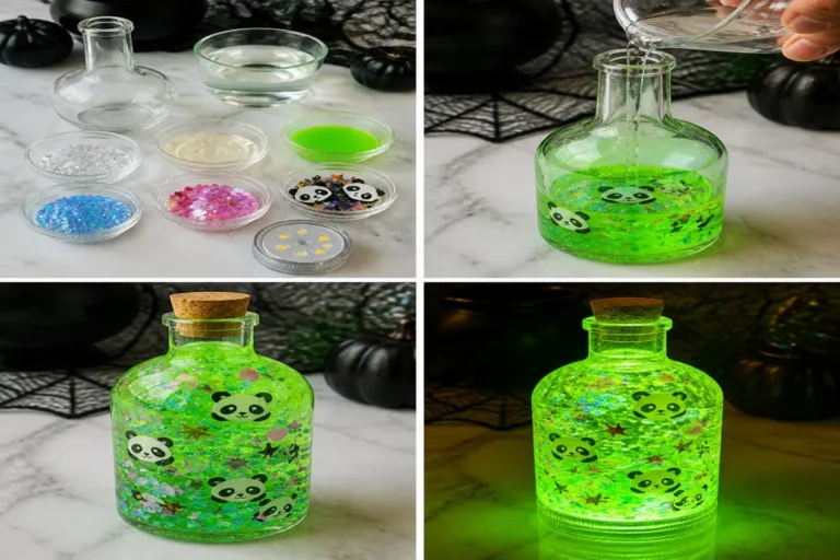 Glowing Panda Witch Potion Bottle - a magical and enchanting item for potions