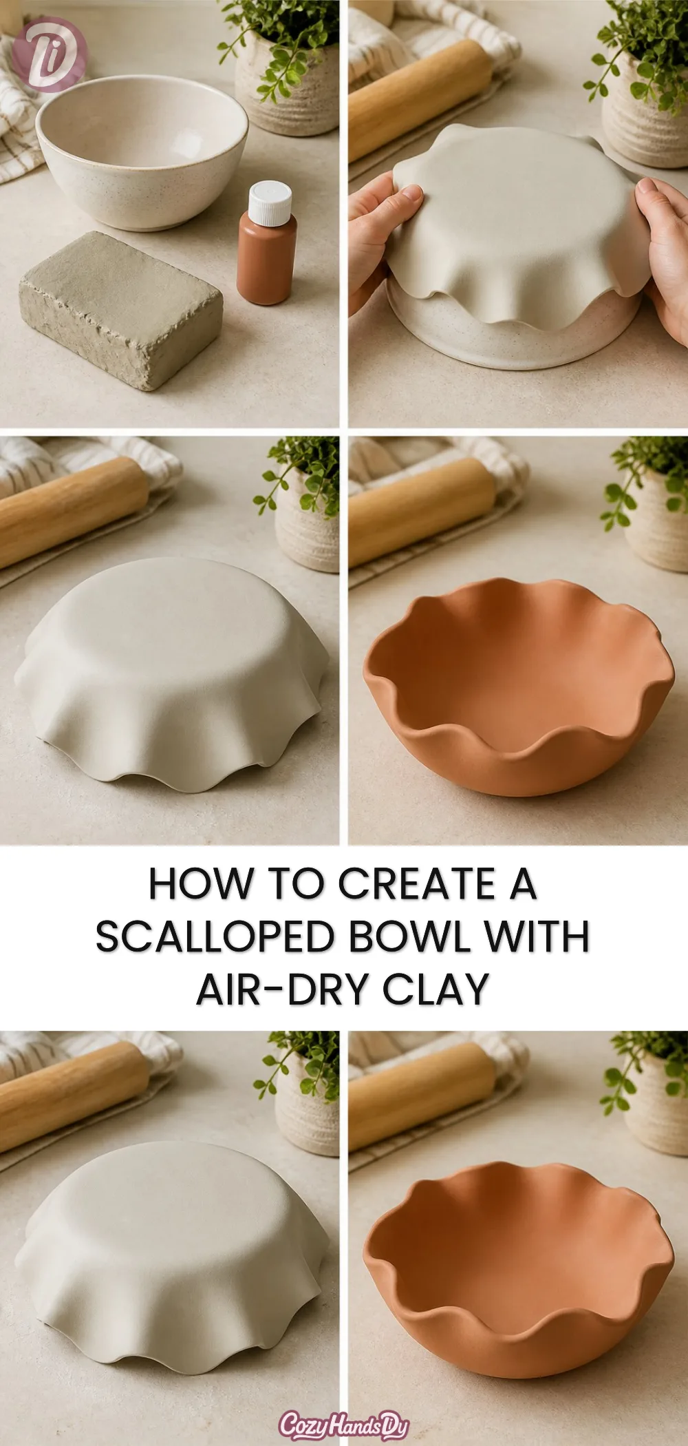 How to Create a Scalloped Bowl with Air-Dry Clay